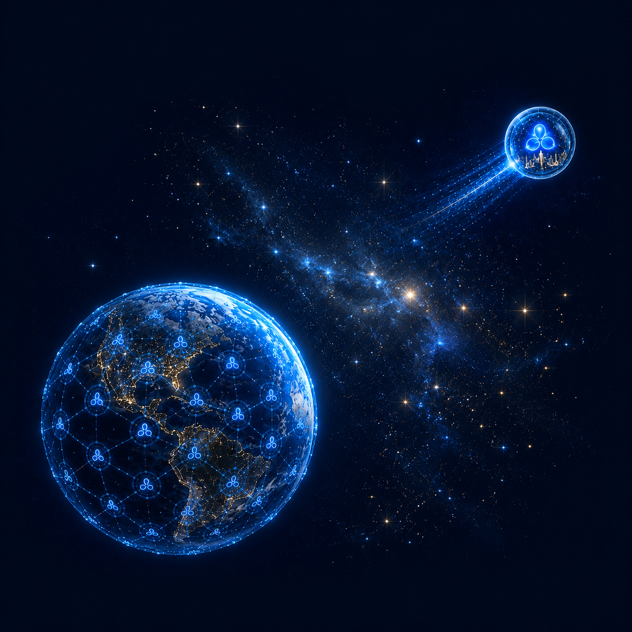 A single Seed Hologron carrying the Hologratic pattern away from a Hologratic Earth into deep space